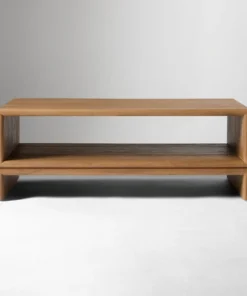 Rectangular Open Shelf Coffee Table For Living Room